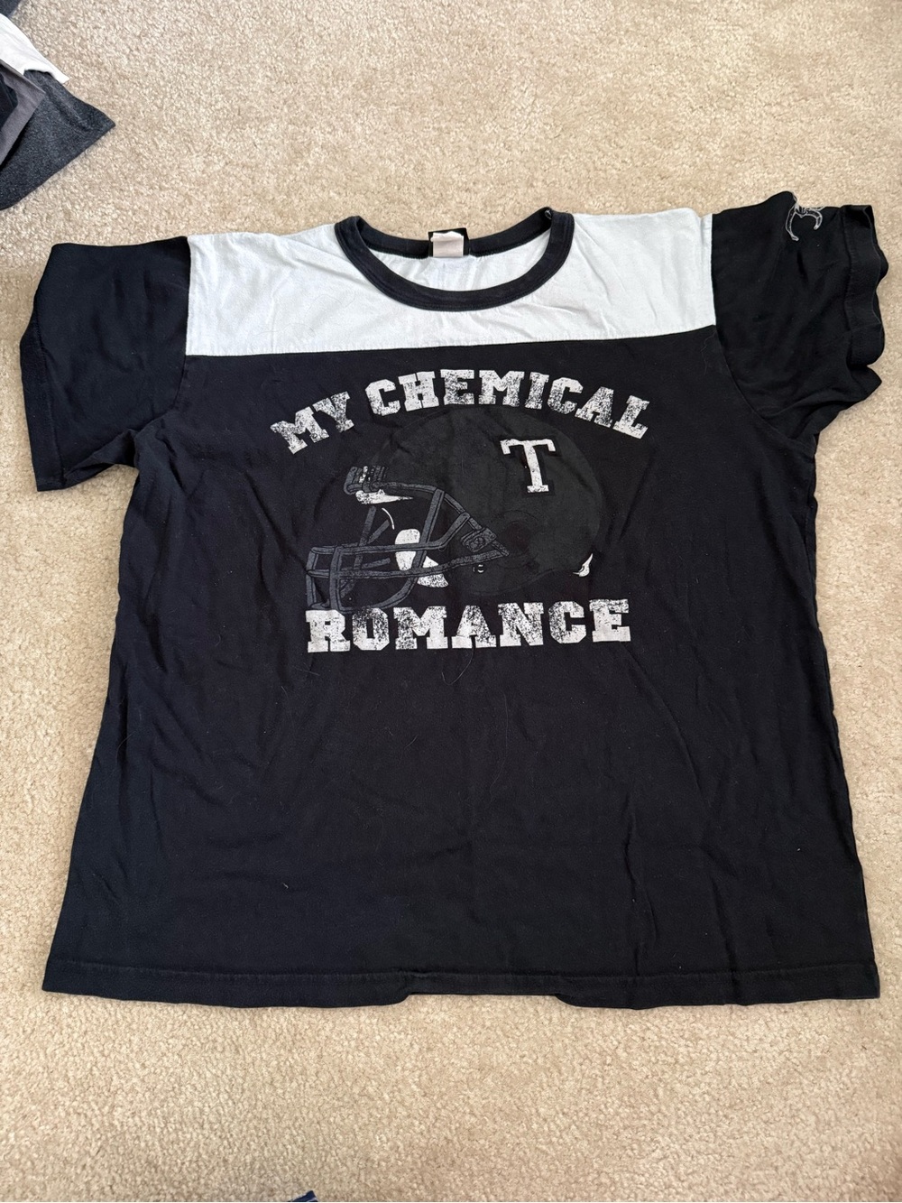 MCR Teenagers Black and White Ringer Tee Large, rare-vintage My Chemical Romance
